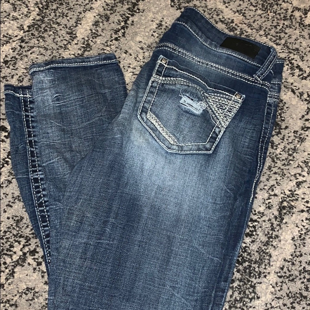 Buckle Dark Washed Skinny Jeans